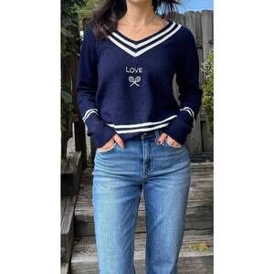 NEW JUST MADISON madz pickleball varsity sweater in navy